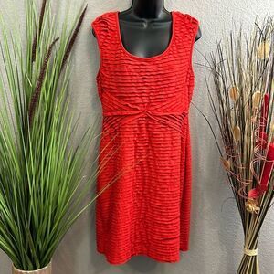 #62 Max studio sleeveless red multi ruffle sheath dress size L
